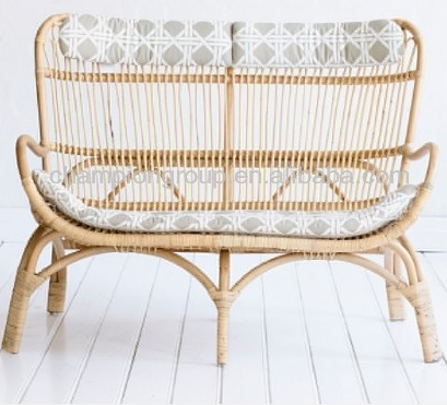 Leisure Home Apartment Villa Bench Chairs Natural Rattan Love Chair