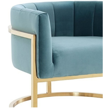 Gold plating sky blue Velvet dining chair