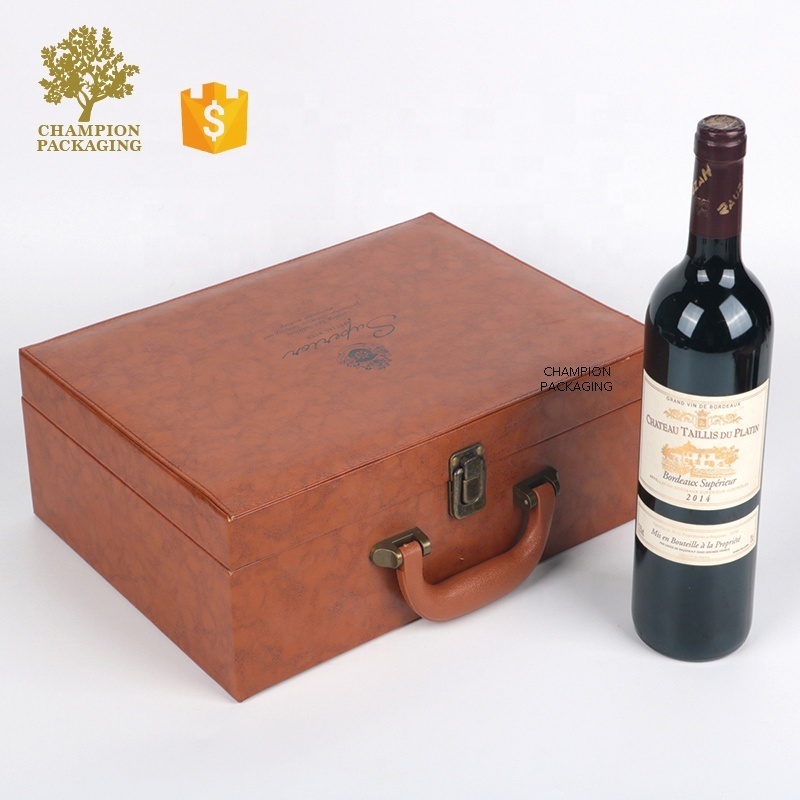 Custom leather wine box PU leather wine gift box