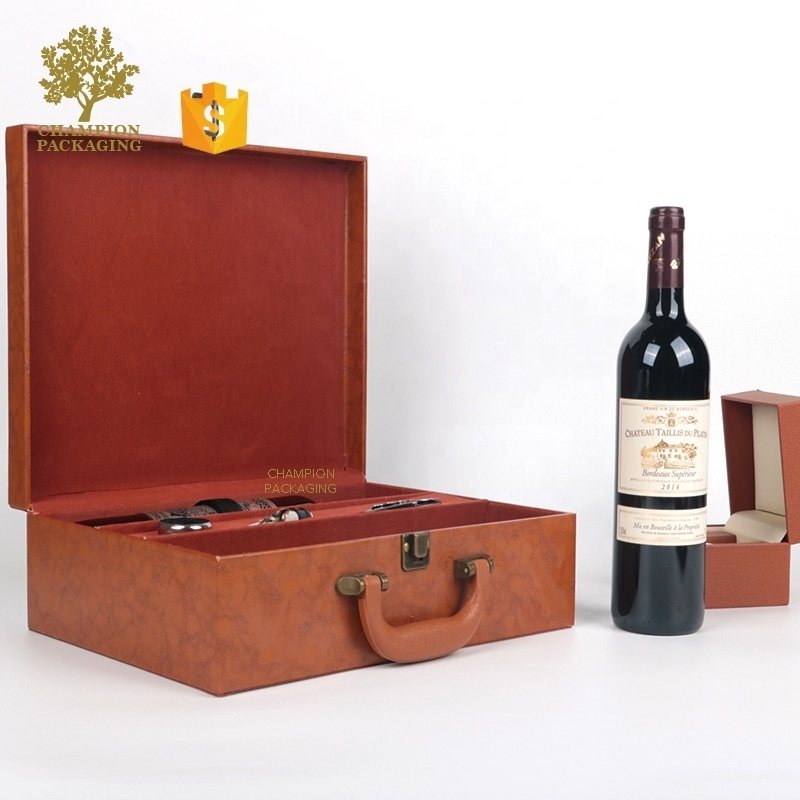 Custom leather wine box PU leather wine gift box