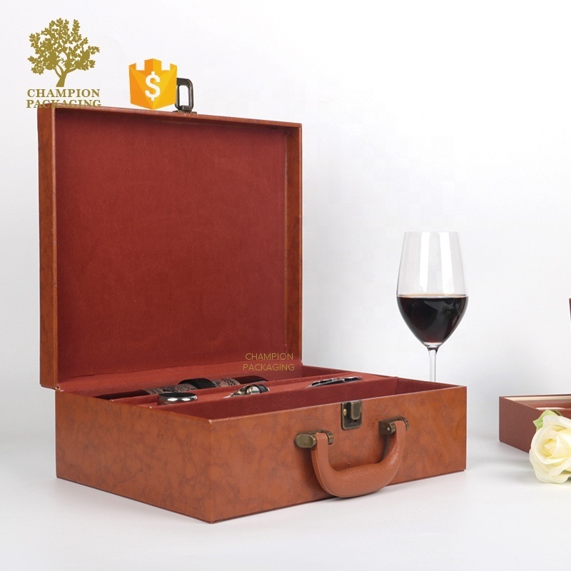 Custom leather wine box PU leather wine gift box