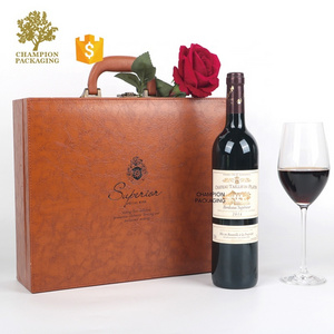 Custom leather wine box PU leather wine gift box