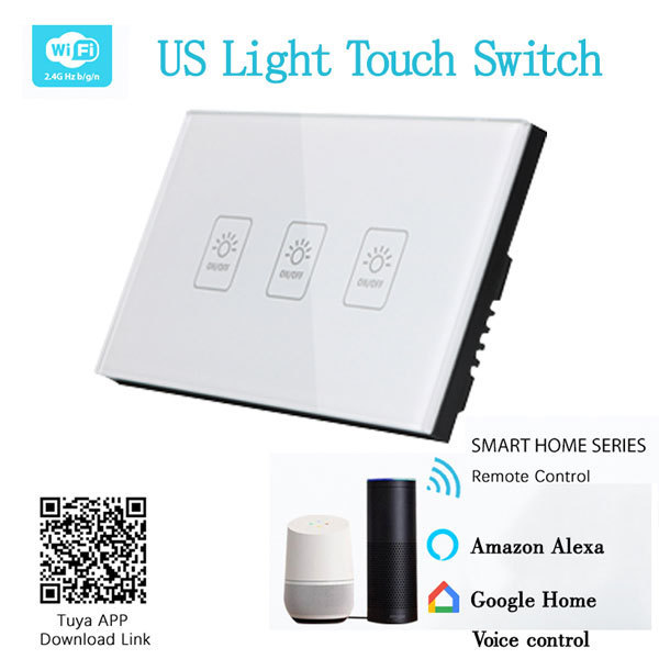 1/2/3 Gang Smart wall switch WIFI Crystal Glass Wireless Light switch Tuya App WIFI remote Switch With google alexa