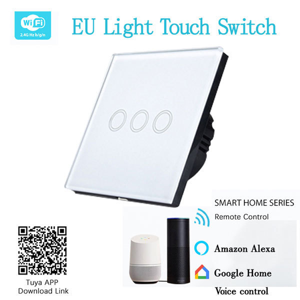 1/2/3 Gang Smart wall switch WIFI Crystal Glass Wireless Light switch Tuya App WIFI remote Switch With google alexa