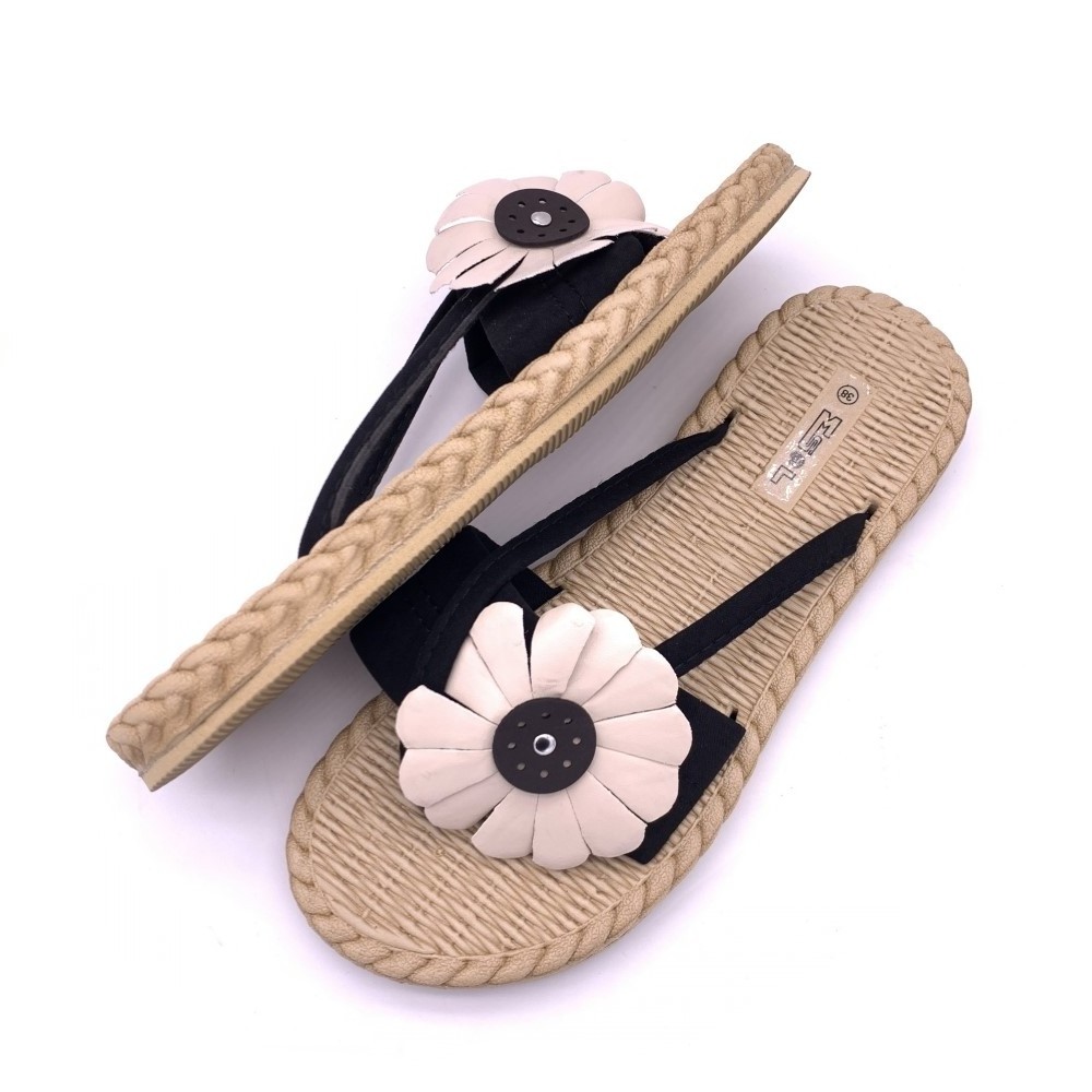 Factory Direct Trendy Hemp Rope Texture Designer Flat Sandals for Women and Ladies