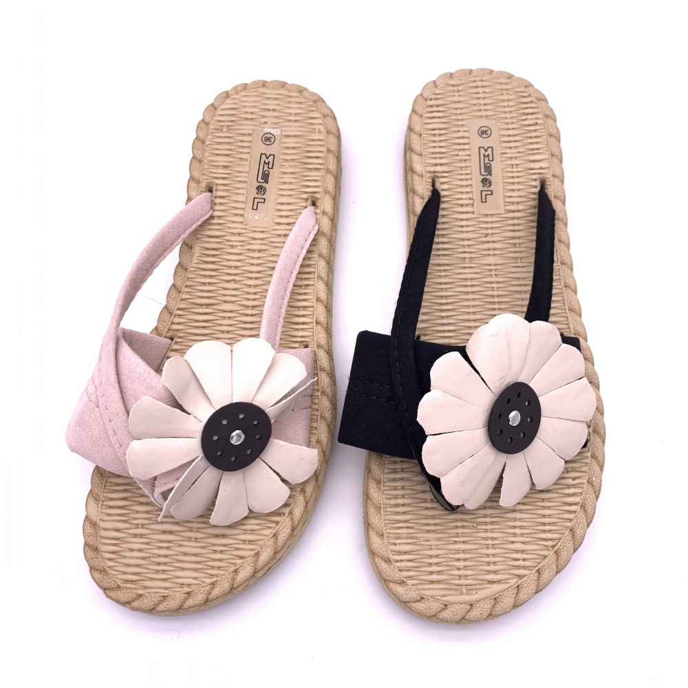 Factory Direct Trendy Hemp Rope Texture Designer Flat Sandals for Women and Ladies