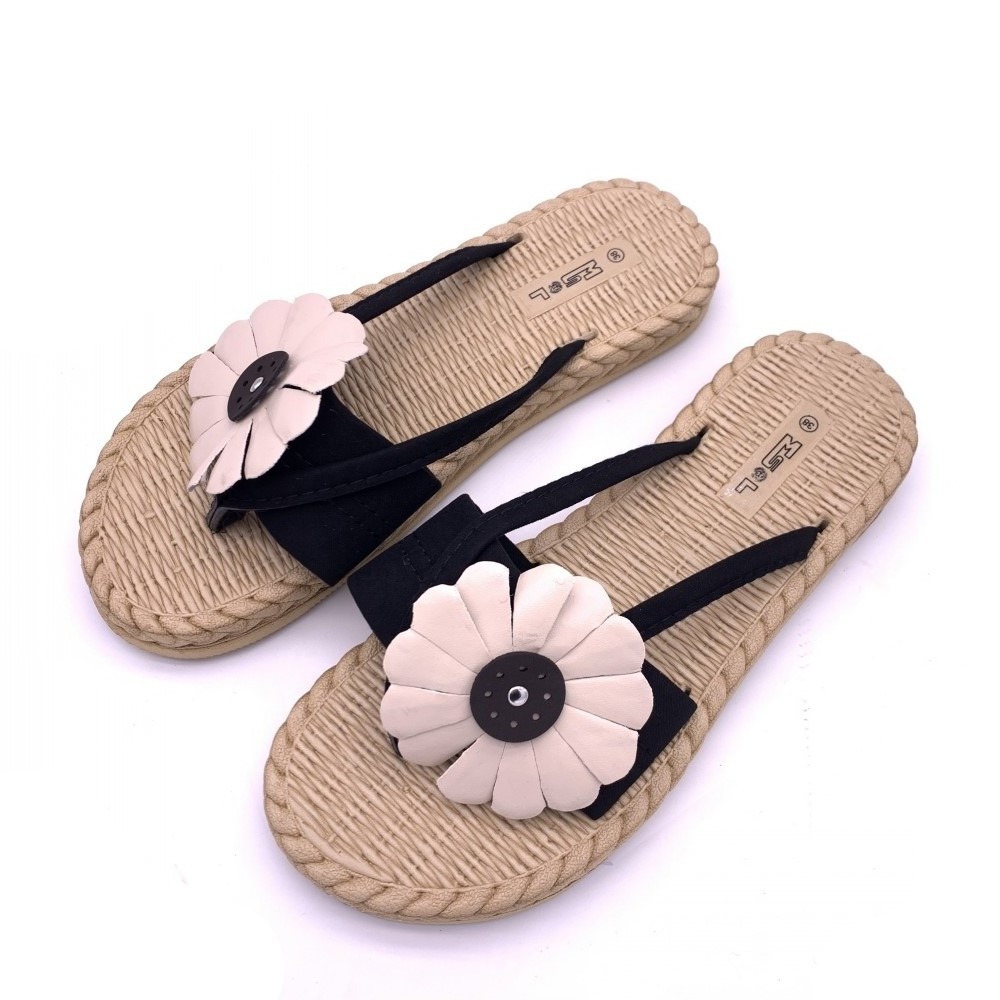 Factory Direct Trendy Hemp Rope Texture Designer Flat Sandals for Women and Ladies