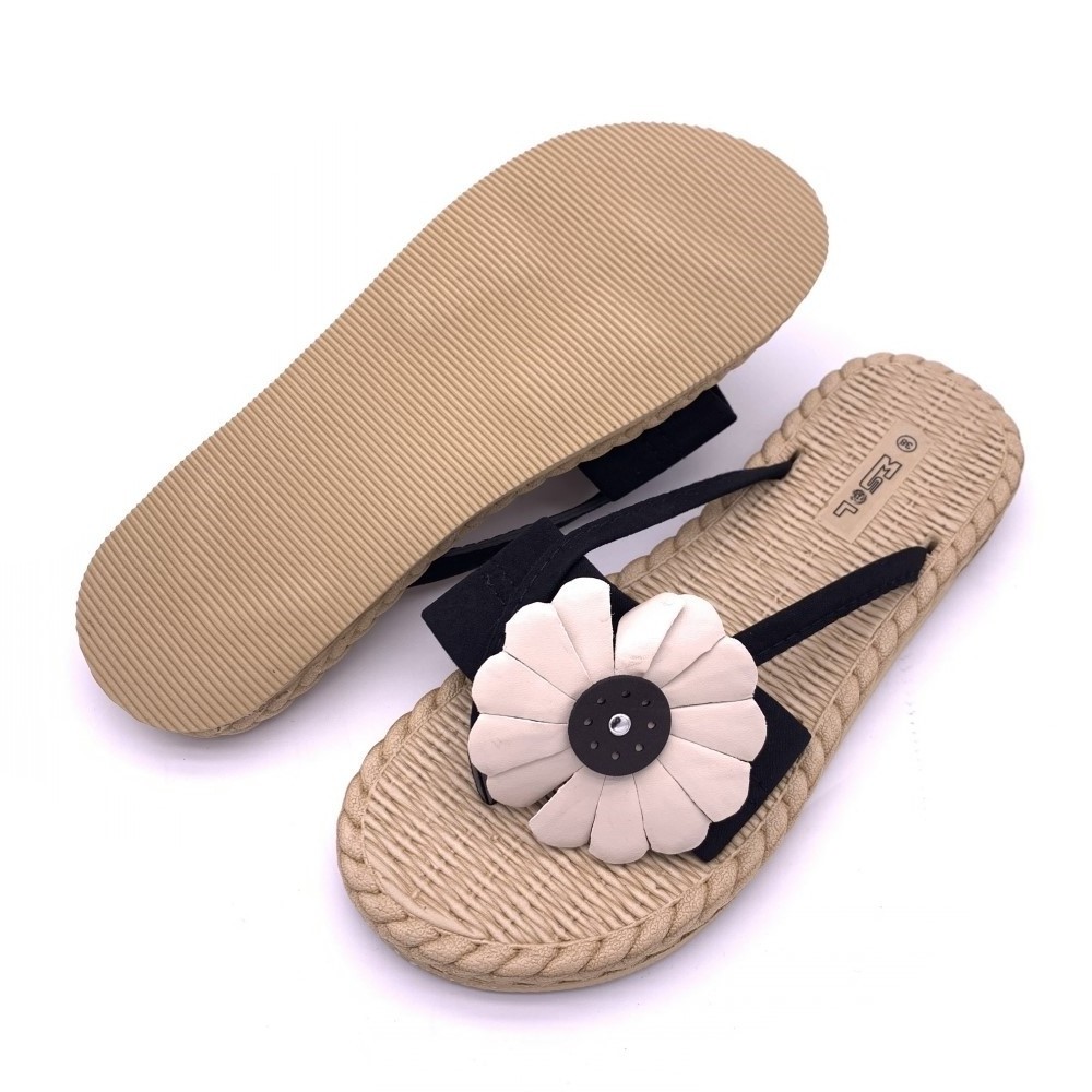 Factory Direct Trendy Hemp Rope Texture Designer Flat Sandals for Women and Ladies