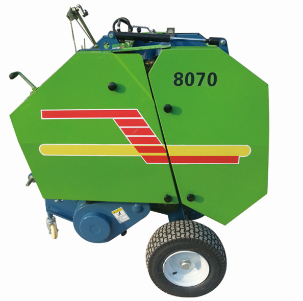 mini 4x4 farm small tractor PTO round hay baler hydraulic straw grass baler compactor machine 0870 0850 0910 for sale