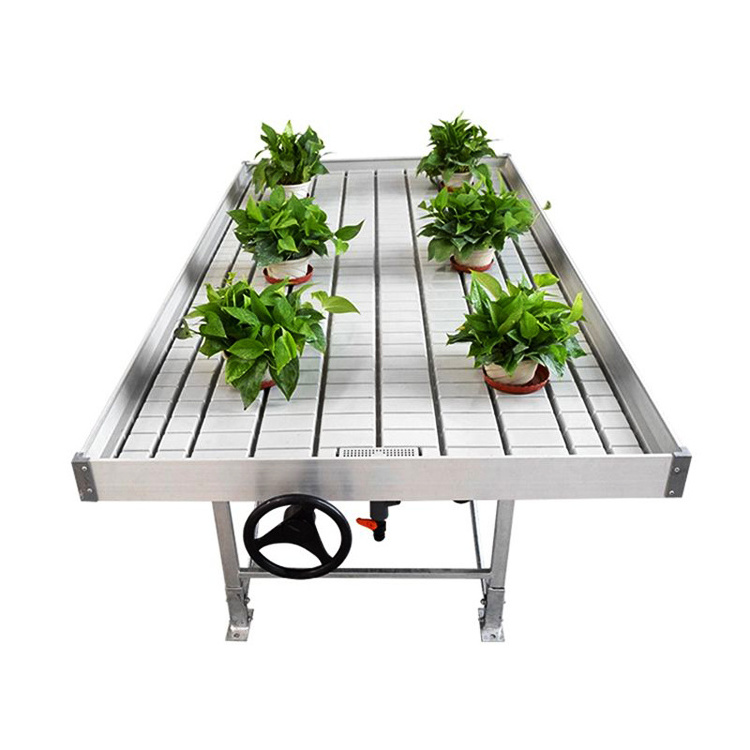 4x8 rolling hydroponic ABS material flood table growing trays with supply and drain system