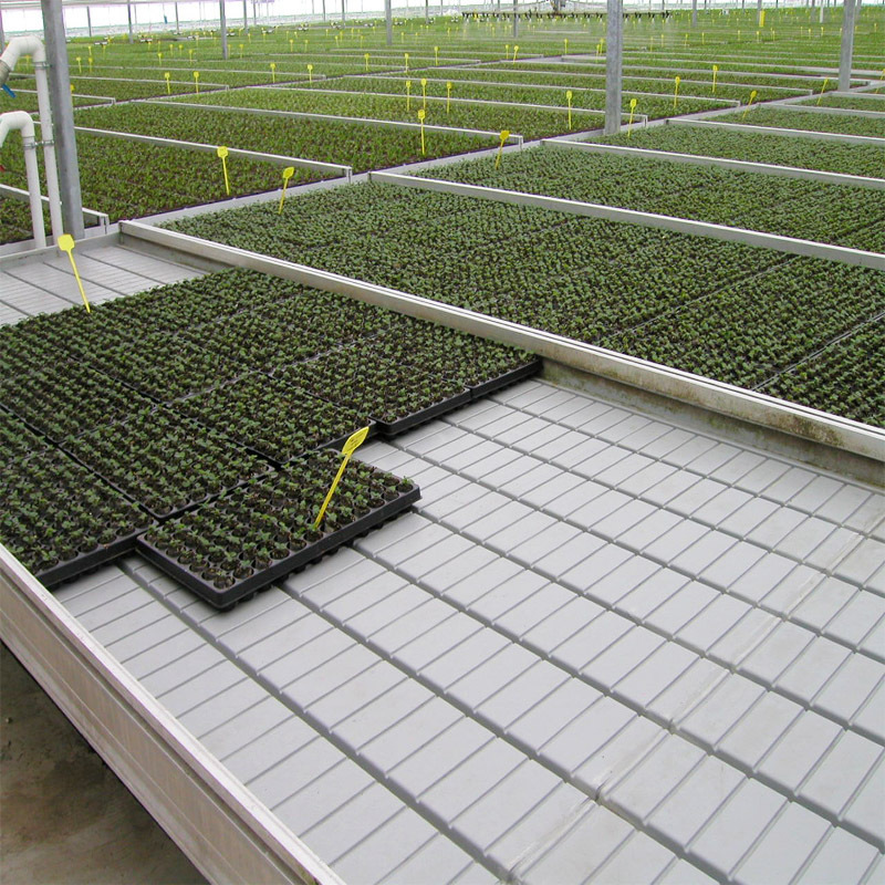 4x8 rolling hydroponic ABS material flood table growing trays with supply and drain system