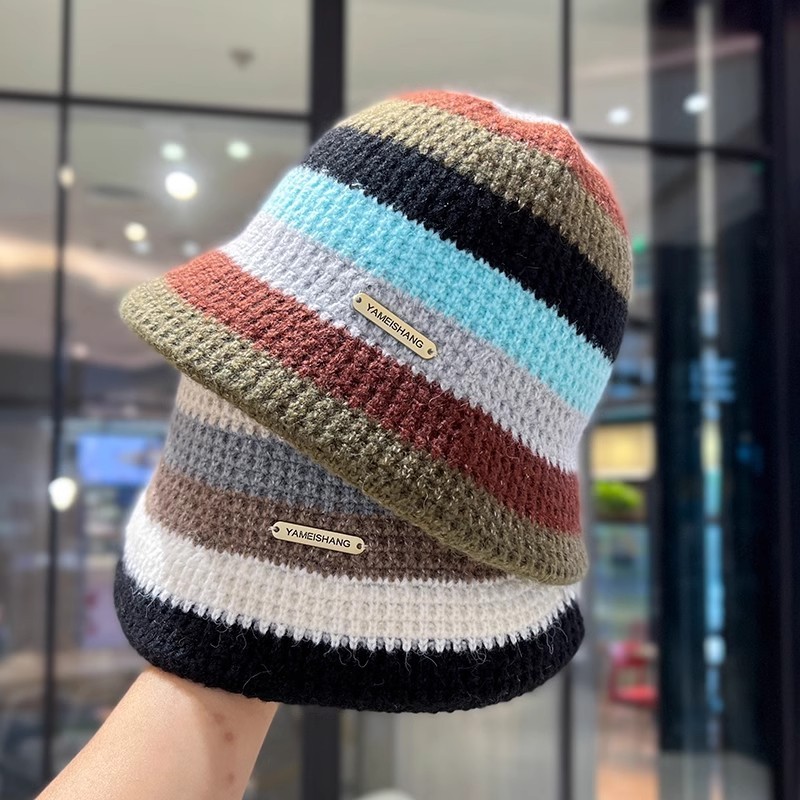 High Quality Wholesale Chanbol Hat Bucket Color Blocking Knitted Mesh Red Thickened Bucket Hat Custom