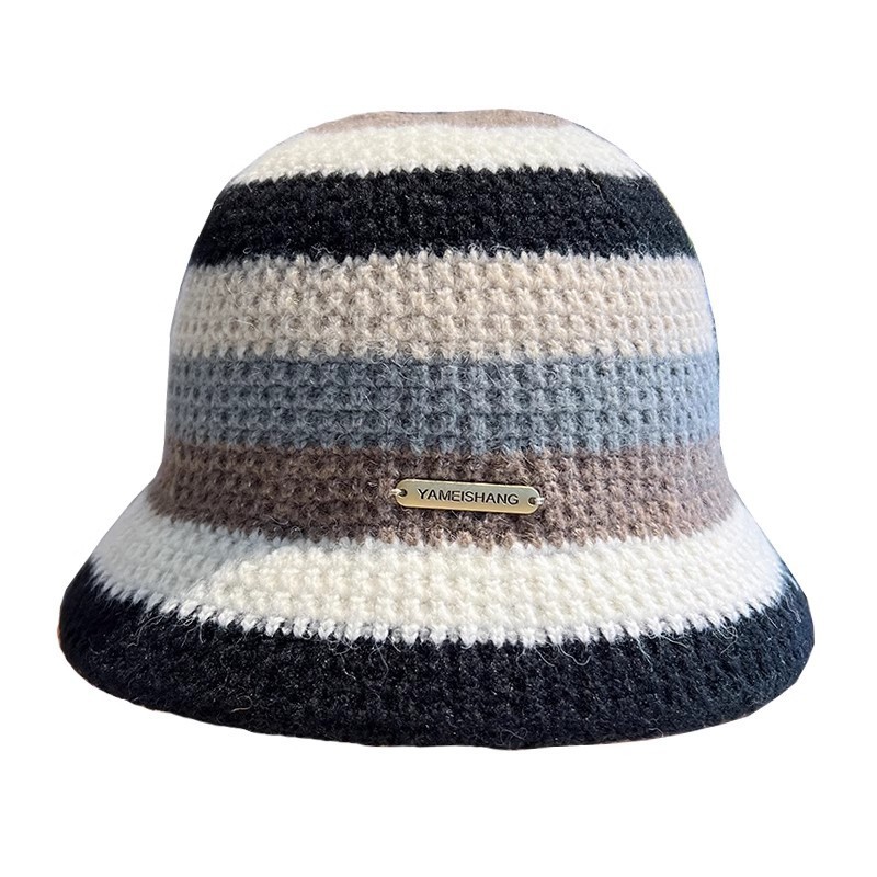 High Quality Wholesale Chanbol Hat Bucket Color Blocking Knitted Mesh Red Thickened Bucket Hat Custom