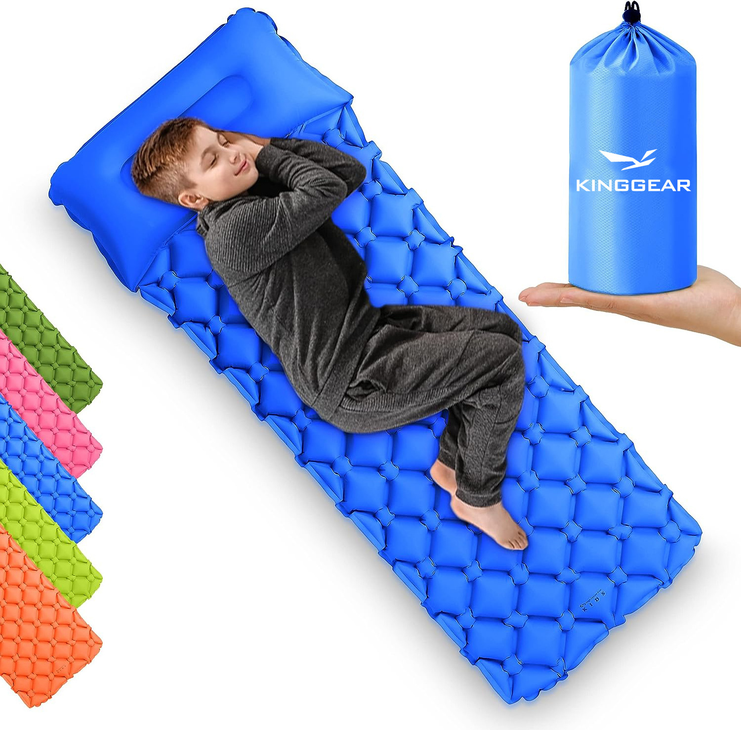 Outdoor Camping Kids Sleeping Pad Inflatable Camp Mattress Fast Inflating Camping Sleeping Pads for Kids