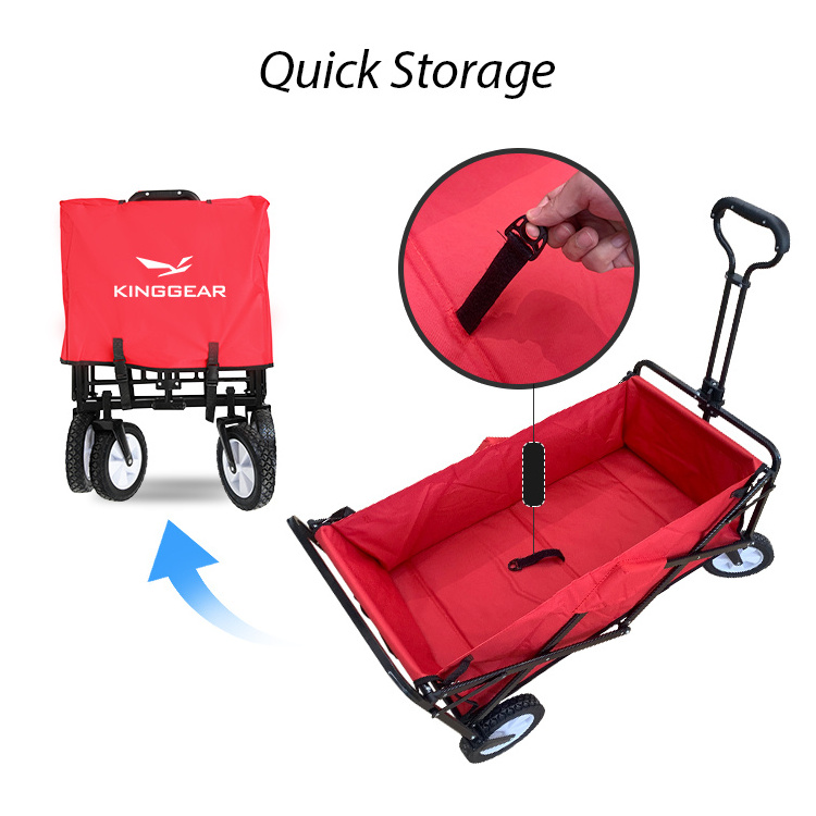 KingGear Outdoor Garden Beach Trolley Kids Mini Wagon Foldable Collapsible Folding Utility Cart High Quality Camping Cart Wagon