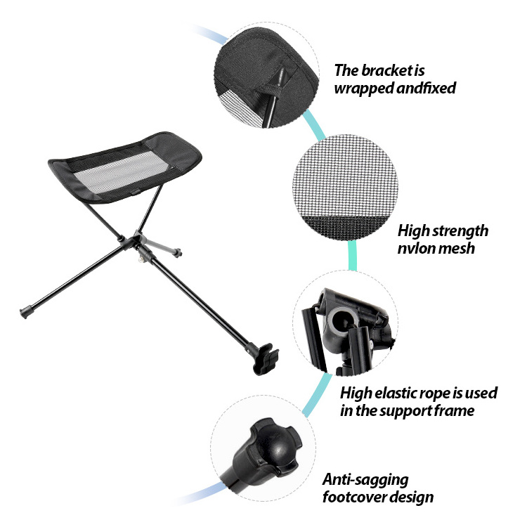 KingGear Camping Accessories Outdoor Folding Footrest Portable Recliner Footrest Extended Leg Stool Used with Camping Chair