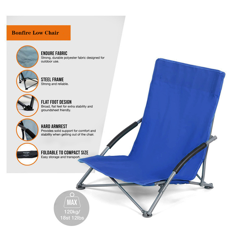 KingGear Camping Low Lightweight Portable Chair Low Folding Beach Chairs for Adults