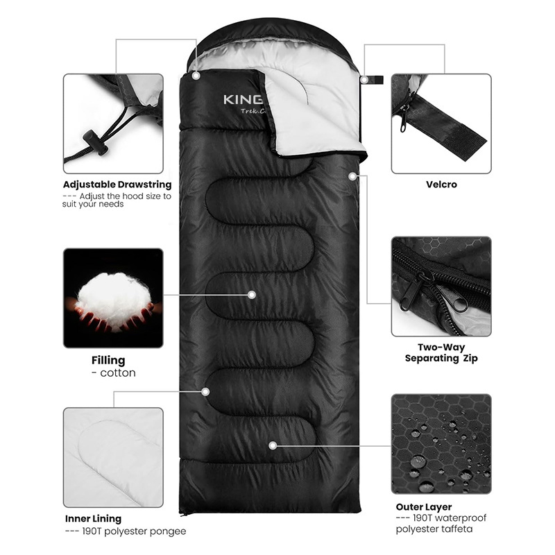 KingGear Camping Winter Cold Weather Waterproof Sleeping Bag with Compression Sack for Adults Kids