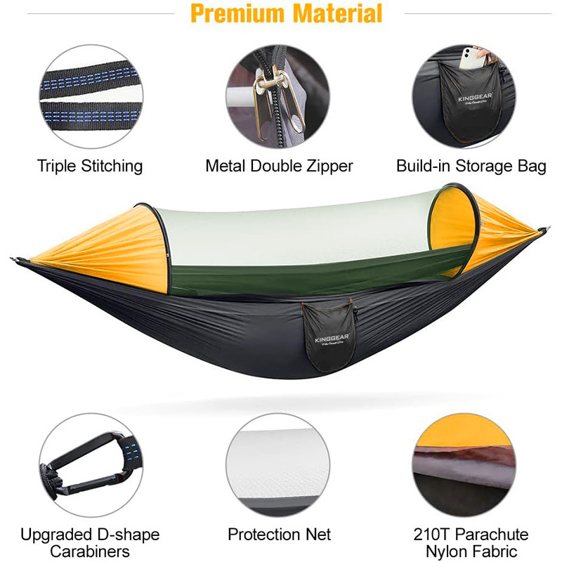 KINGGEAR Lightweight Nylon Parachute Hammocks Portable Single Hammock Camping Hammock with Tree Straps