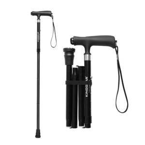 Kinggear New Arrive Custom Fashion Adjustable 5-Section Walking Canes LED Light Aluminum Alloy Shaft Cane Walking Stick for Old