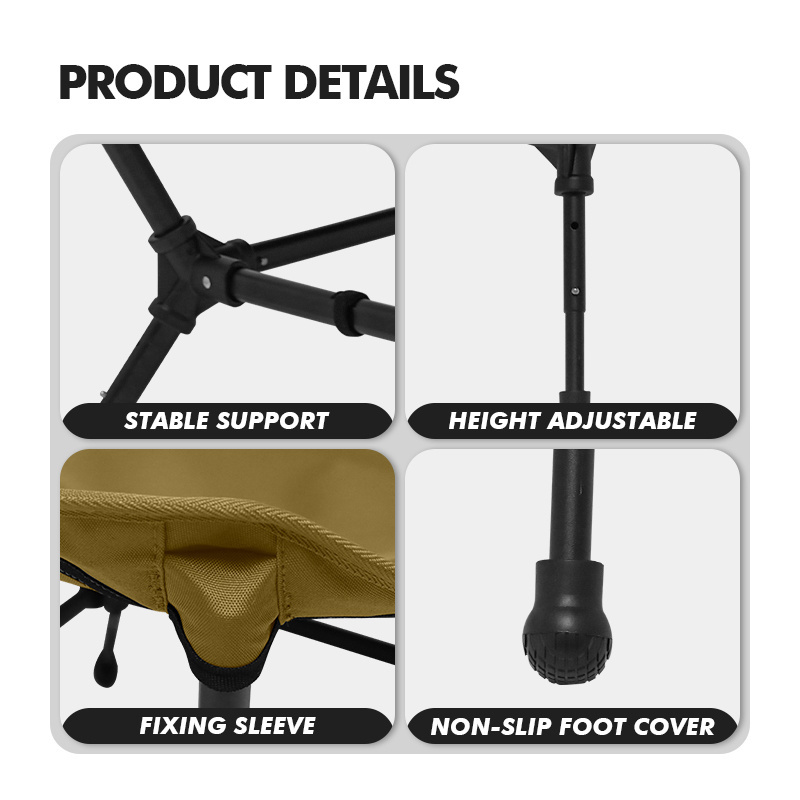 KingGear Outdoor Portable Reclining Folding Camping Chair Adjustable Custom Leisure Lounge Chair