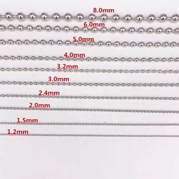 High Quality Custom Endless Jewelry Stainless Steel Necklace Ball Chain