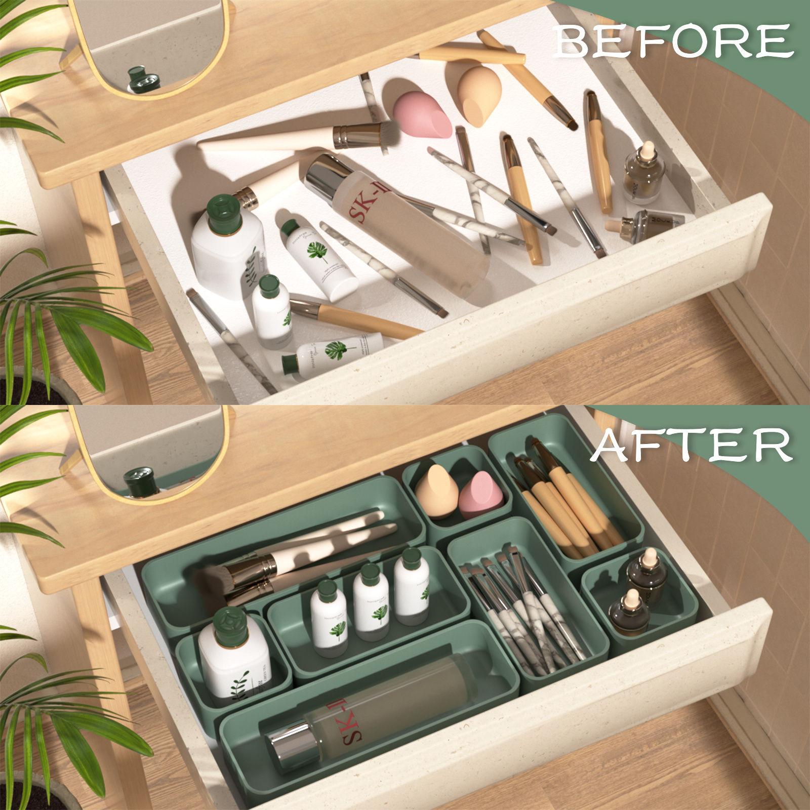 Good Quality Plastic Cosmetic Storage Box Mini Desktop Stackable Makeup Drawer Organizer Use In Multiple Scenarios