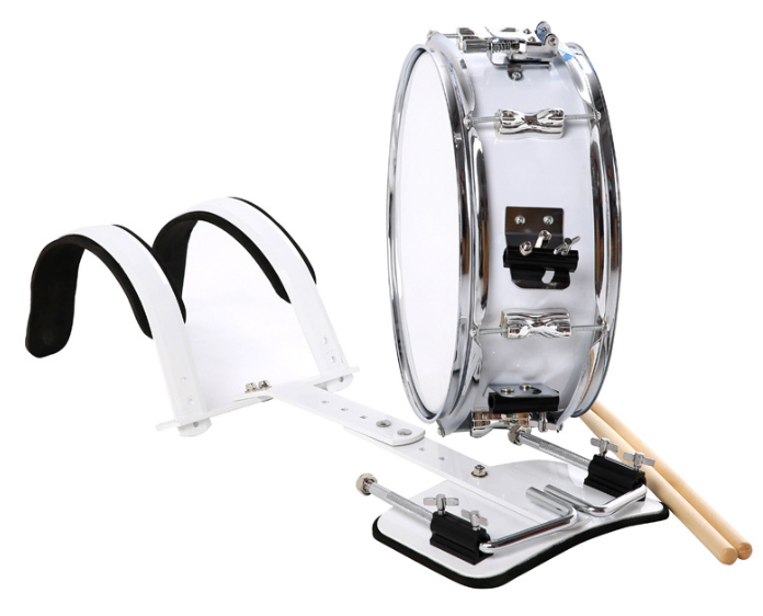 13-Inch White Back-Mounted Snare Drum Student Instrument with Double Tone for Drum Category