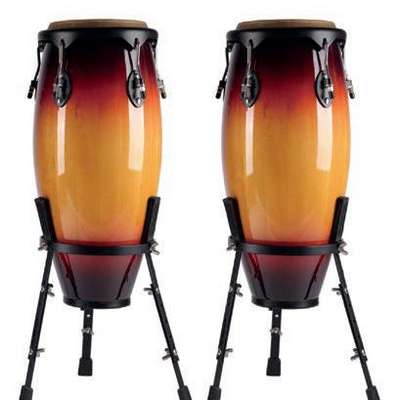 Latin Percussion LP City Wood Congas 10" & 11" Set  and  Stand - Vintage Sunburst