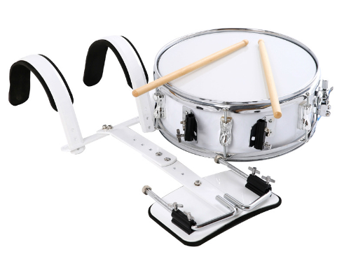 13-Inch White Back-Mounted Snare Drum Student Instrument with Double Tone for Drum Category