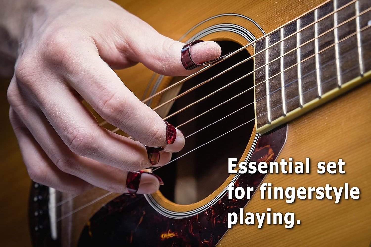 Thumb and Finger Picks - mix colour - Best for Fingerstyle Acoustic Guitar, Banjo or Ukulele.