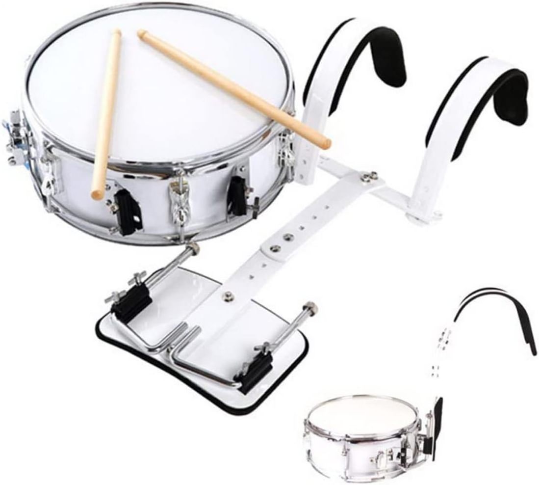 13-Inch White Back-Mounted Snare Drum Student Instrument with Double Tone for Drum Category