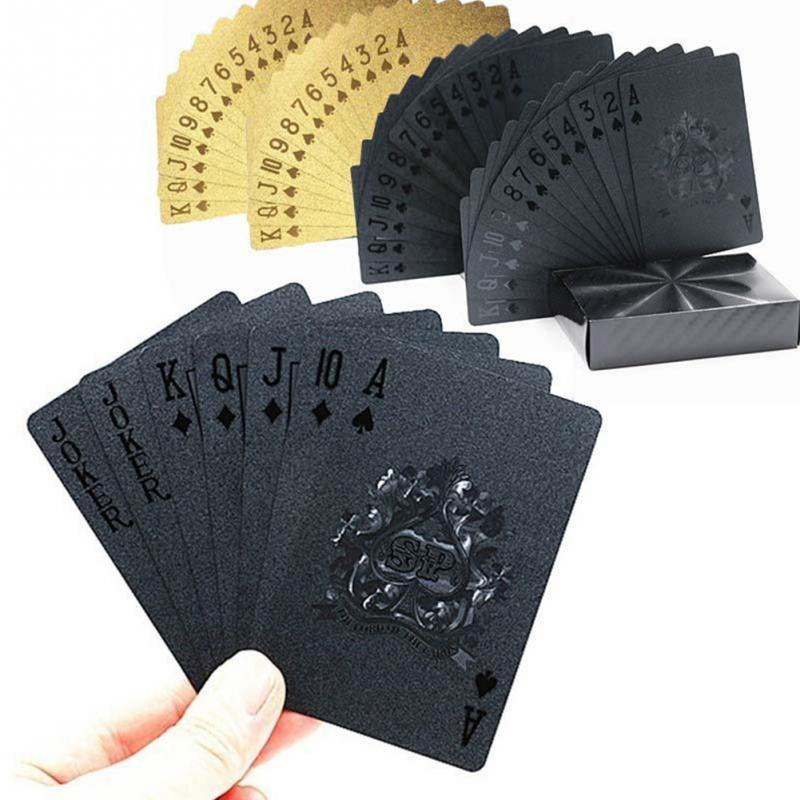 Whosale Waterproof Customized Printing Casino Black Gold Foil Poker Playing Cards For Adult