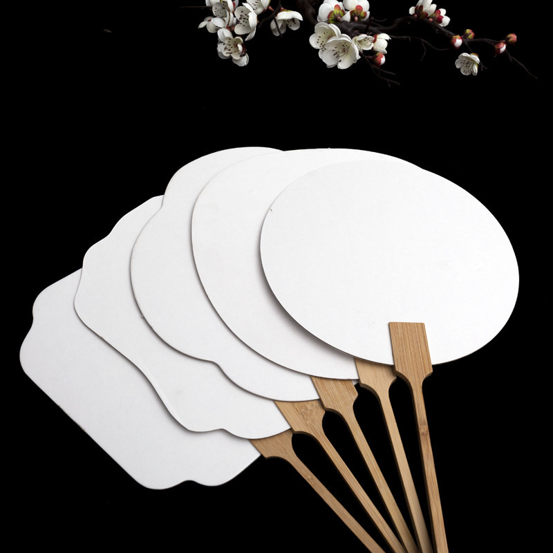 Various styles Sublimation customized two-sided thicken DIY Blank hand fan with Chinese art paper