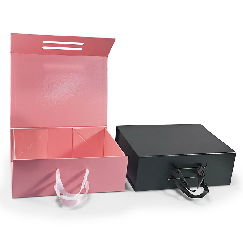 Luxury Cardboard Solid Color Folding Packaging Gift Box Black Square Gift Box For Packaging