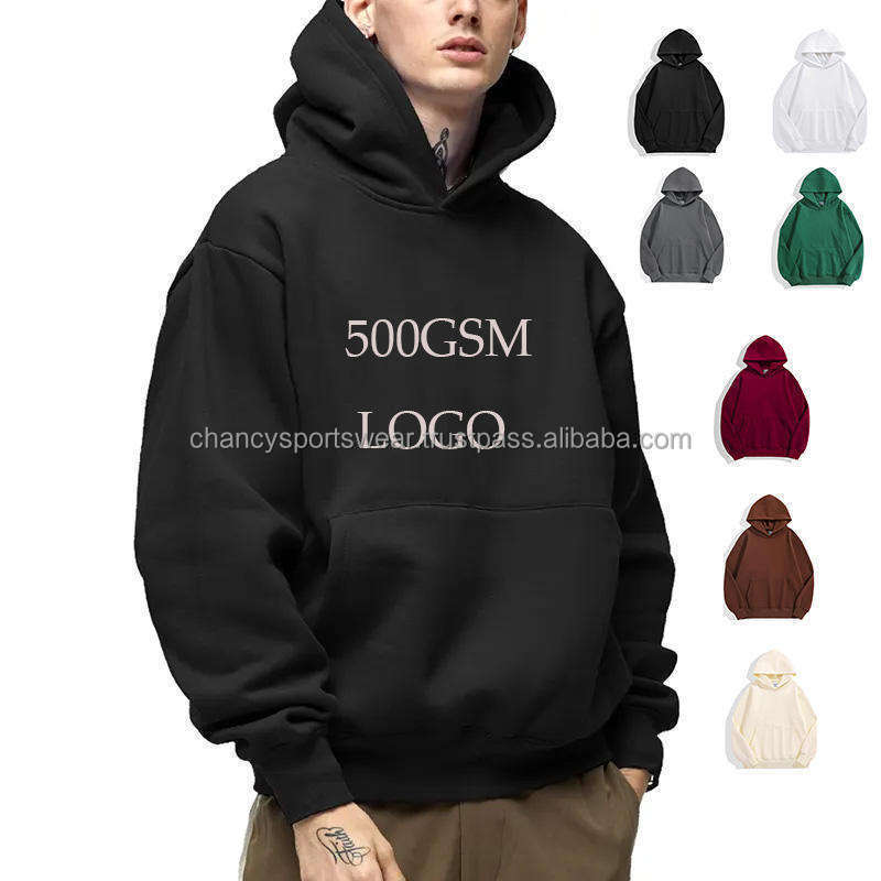 Custom Hoodies Manufacturers Plain Blank Hooded Sweatshirt 100 Cotton Thick Heavy Weight 500GSM Oversized Hoodies BestSuppliers