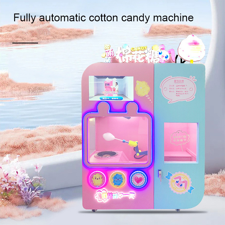 Industrial Lcd Screen Wifi Mini Coin Operation Kids Flowers Design Cotton Candy Vending Machine