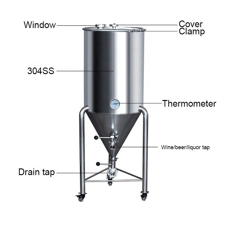 45L 115L Beer Brewing Equipments Stainless Steel Fermentation Tank 304 SS Conical Fermenter