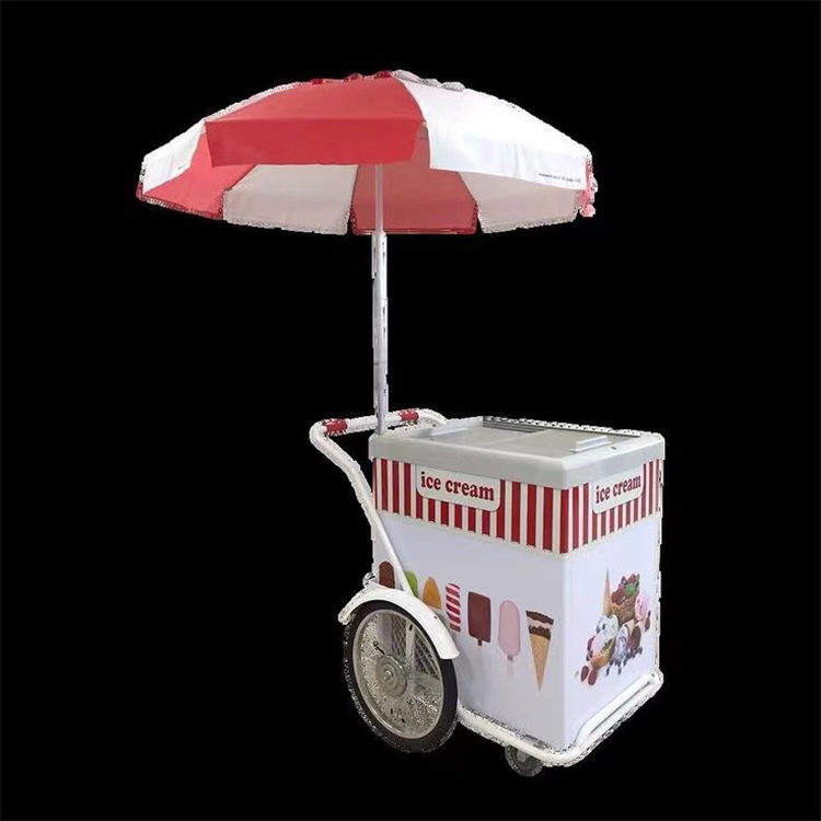 Mexican Mobile Bike Food Cart Outdoor Gelato Ice Cream Push Vending Cart With Display Freezer For Sale