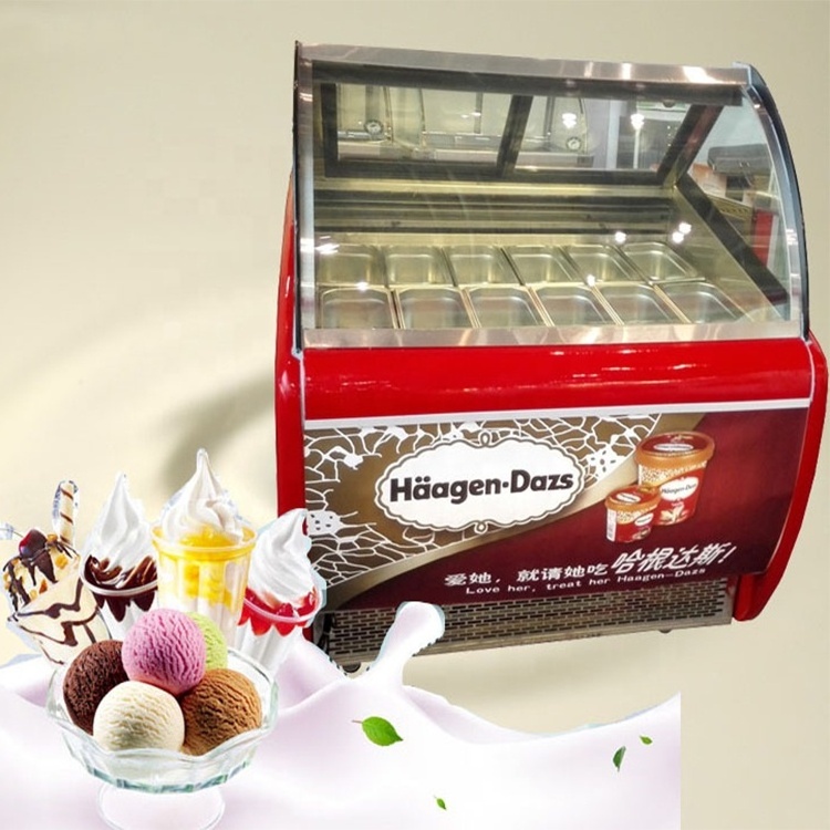 Commercial Used Outdoor Italian Ice Cream Display Freezer