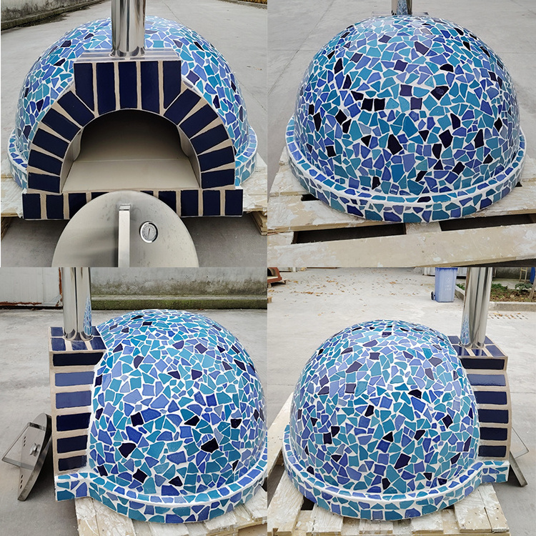 Mosaic Outdoor Pizza Oven Big Round Table Top Pizza Wood Oven Dome Charcoal Wood Fired Pizza Oven