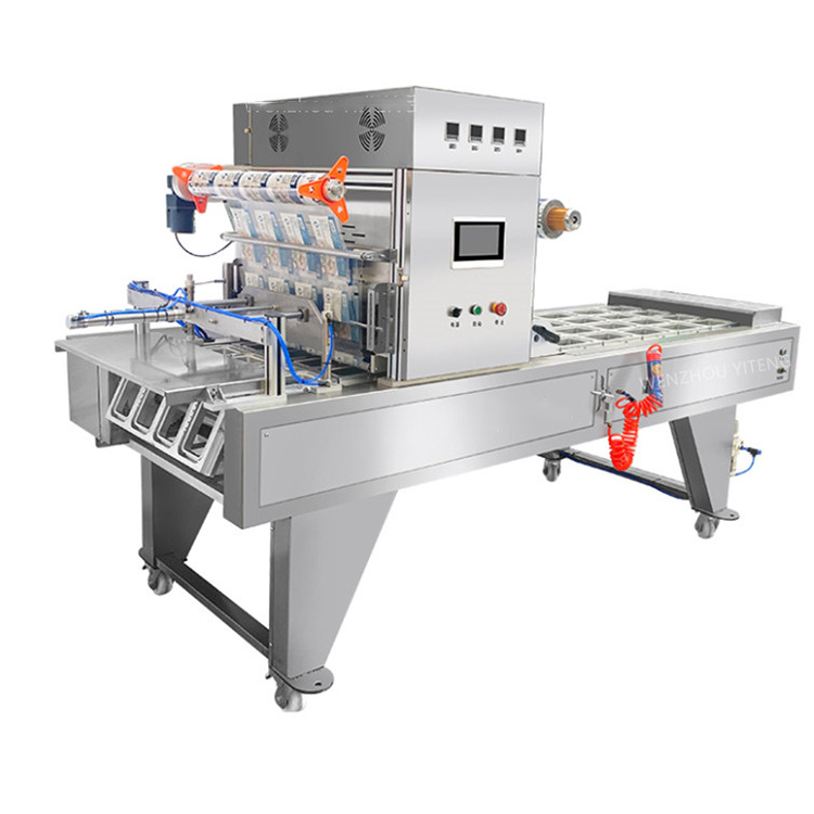 Automatic Pet Food Packaging Machine Alufoil Container Cat Food Filling Sealing Machine