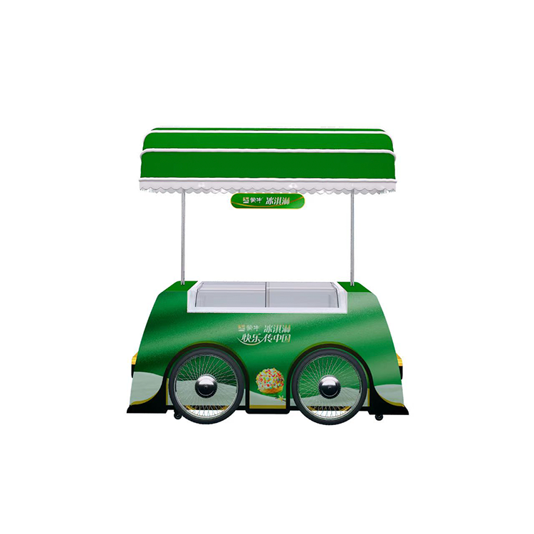 Mobile Italian Ice Cream Hand Push Cart Bike With Display Freezer Gelato Stand Cart With Wheels