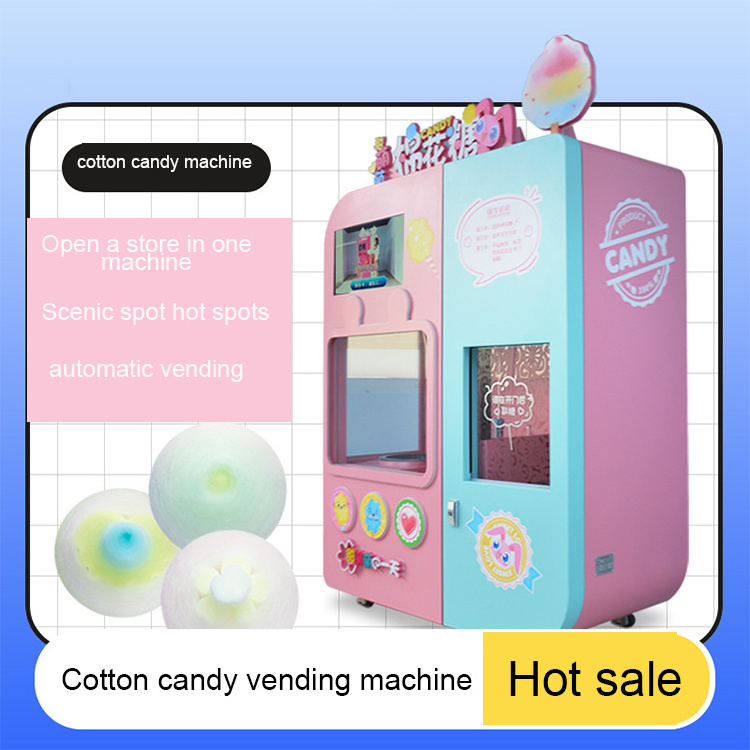 Industrial Lcd Screen Wifi Mini Coin Operation Kids Flowers Design Cotton Candy Vending Machine