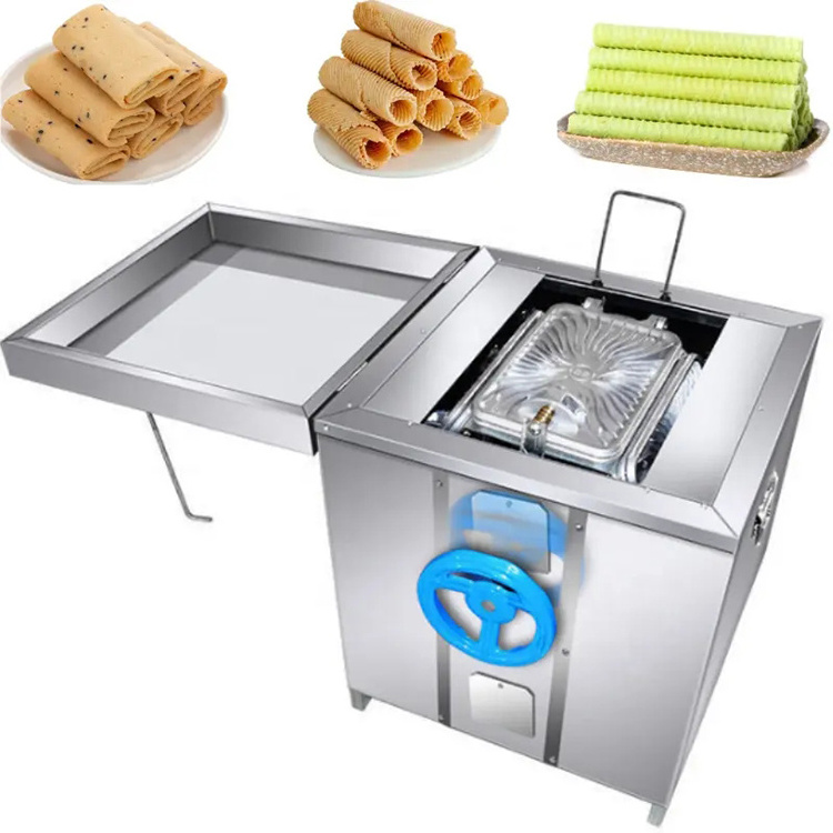 High Efficiency Biscuit Roll Machine Wafer Stick Machine / Coconut Crispy Roll / Automatic Ice Cream Egg Roll Making Machine