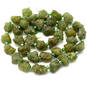 stone raw green garnet Strand Nugget Beads crystal reiki healing stone Drilled necklace for women jewelry making supplies