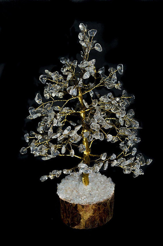 clear Crystal Quartz chip tree Reiki Stone Table Decor Artificial Tree of life natural stone 7 chakra crystal chip gifts lucky