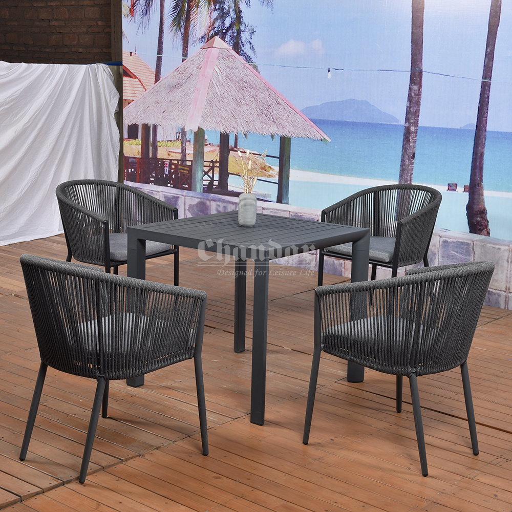 Modern Luxury Patio Rattan Wicker Bistro Restaurant Table Dining Chairs Set Aluminum Casting Outdoor garden Furniture Sets