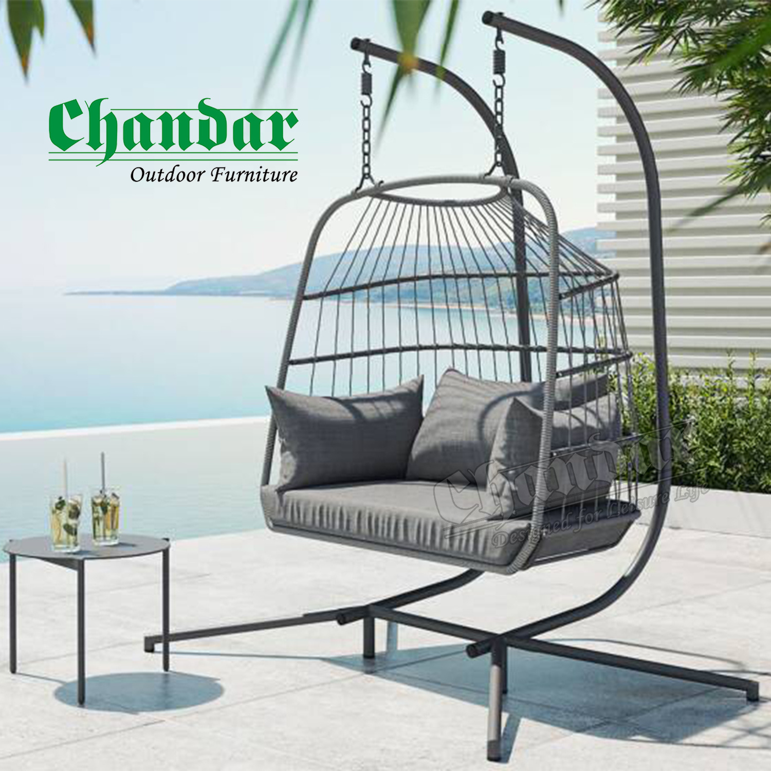 Outdoor Furniture Garden Patio Swing Chair As Sofa Chair Garden Metal Hanging Chair