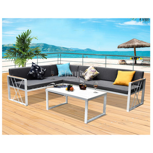 Rustproof Durable Aluminum Plate Coffee Table Top Outdoor Contemporary Couch Lounge Patio Furniture Corner Sofa Set